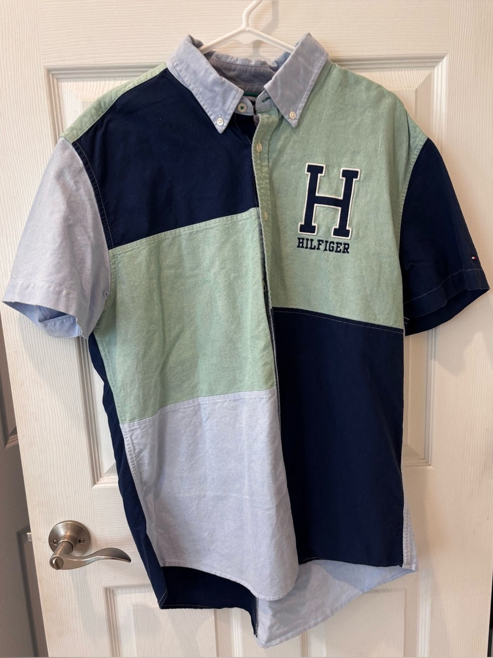 Tommy Hilfiger Vintage Short Sleeve Color block Button Down